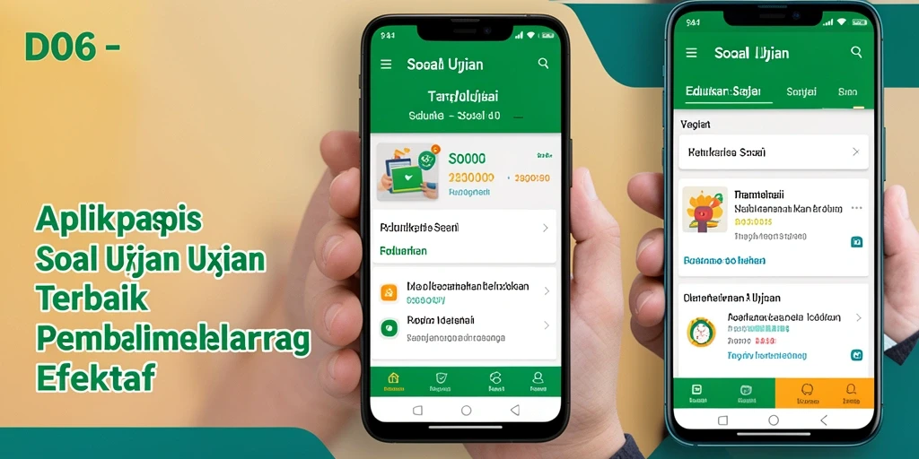 Antarmuka D06 menampilkan pilihan soal ujian yang menarik.