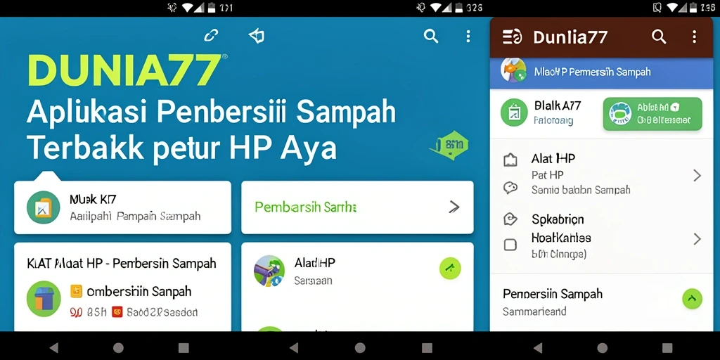 Tampilan antarmuka DUNIA77 saat melakukan pembersihan sampah.