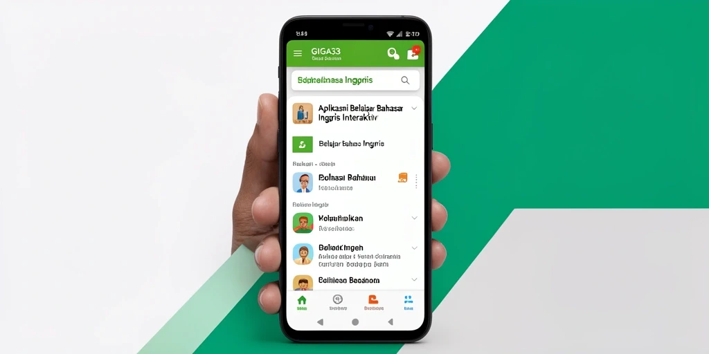 Antarmuka GIGA33 yang menarik untuk belajar bahasa Inggris.
