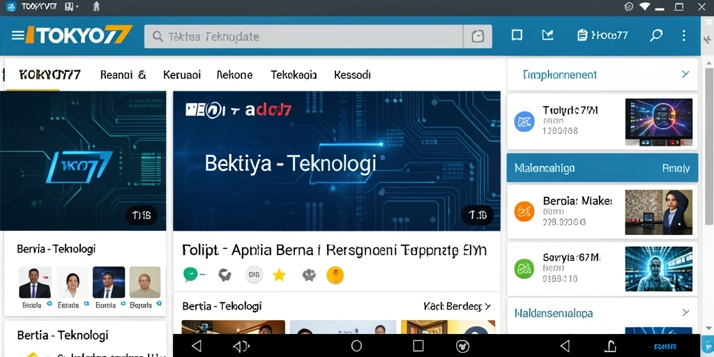 Tampilan antarmuka pengguna aplikasi TOKYO77 yang informatif.