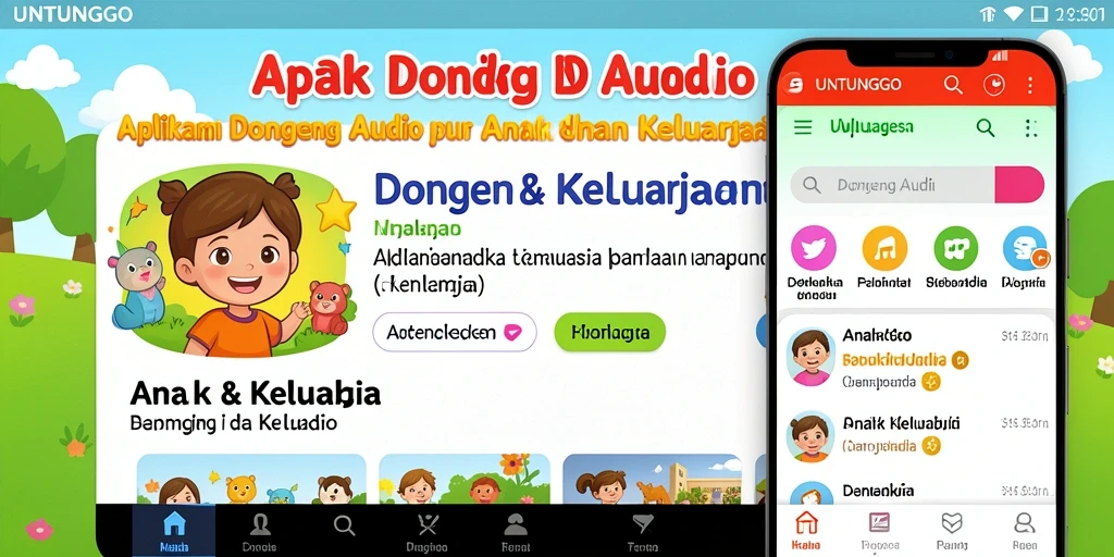 Antarmuka pengguna UNTUNGGO yang menarik dan ramah anak.