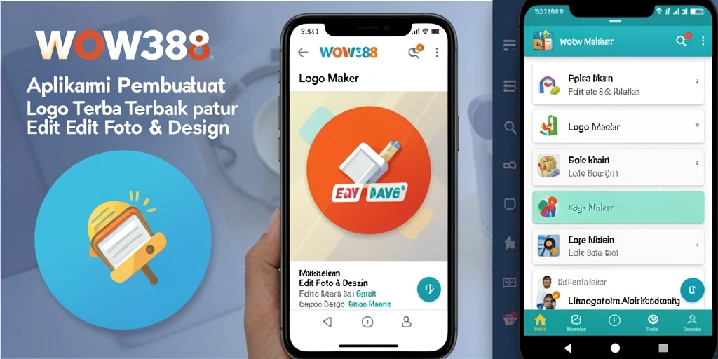 Antarmuka WOW388 yang memudahkan dalam membuat logo.