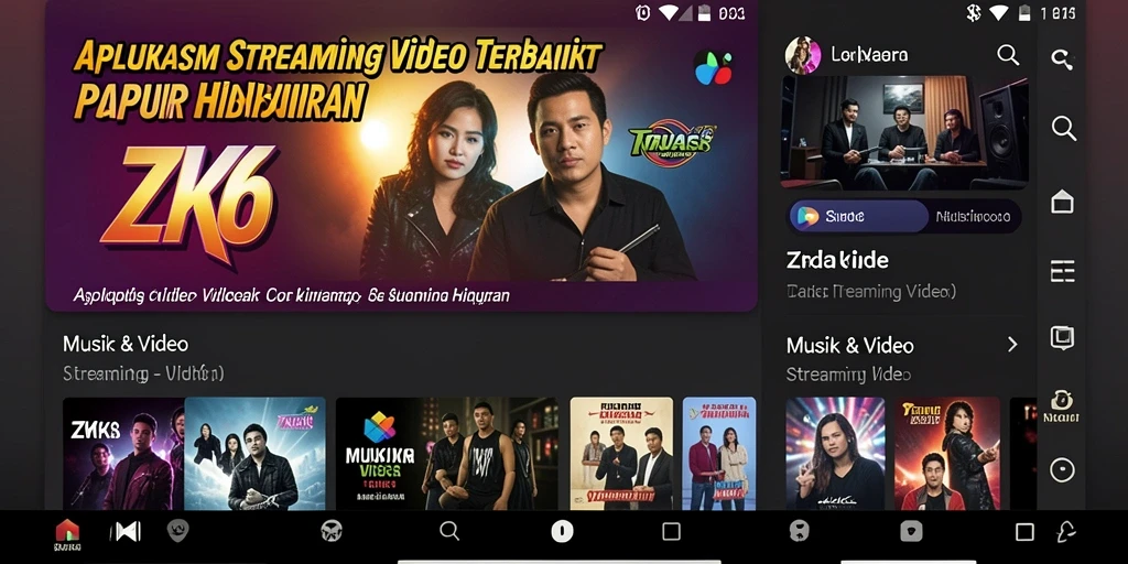 Antarmuka menarik aplikasi ZK6 untuk streaming video.