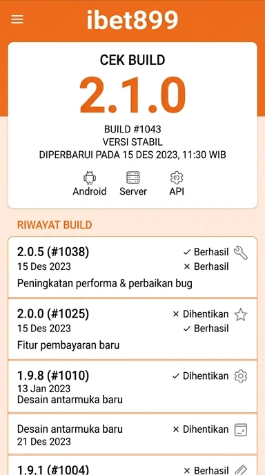 Riwayat Versi Aplikasi ibet899 untuk Android